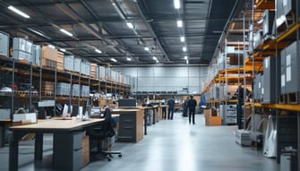 Size 335 x 175 Subject Organised workplace using 5S leanEnvironment warehouse that is well organisedLighting Focussed on the organised roomColors M-1